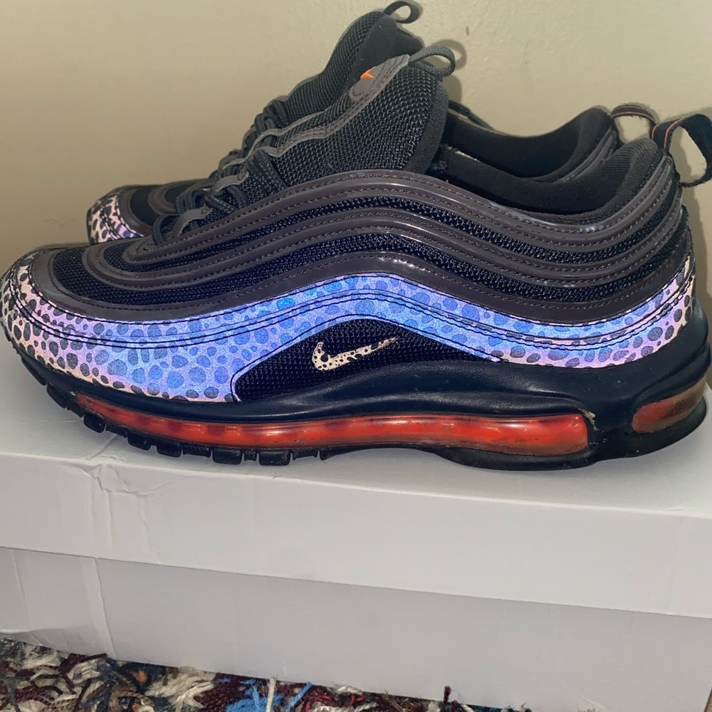 97 air max blue, purple and orange